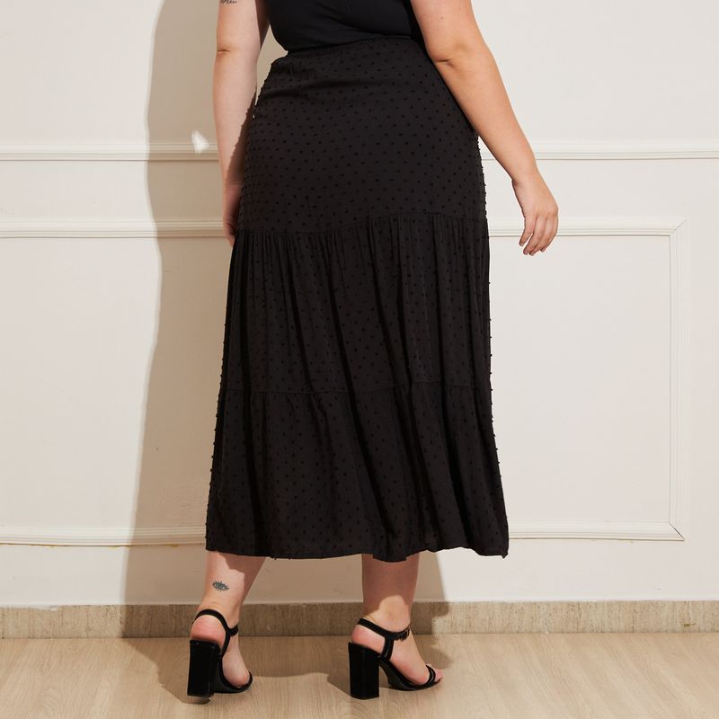 Saia-Feminina-Plus-Size-Longa-Pipoca-Preta