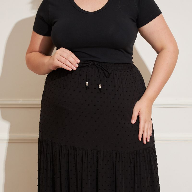 Saia-Feminina-Plus-Size-Longa-Pipoca-Preta