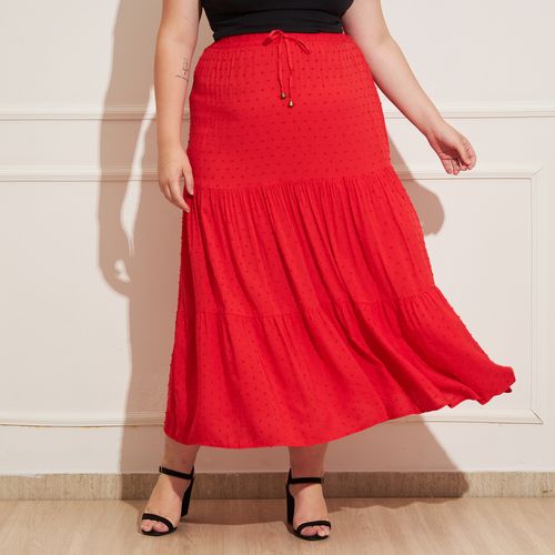 Saia Feminina Plus Size Longa Pipoca