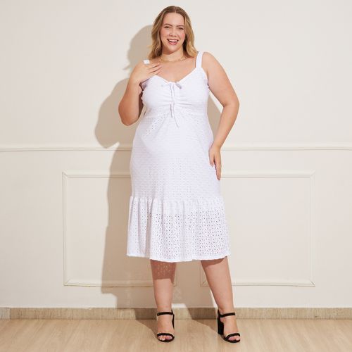 Vestido Feminino Plus Size Midi Laise