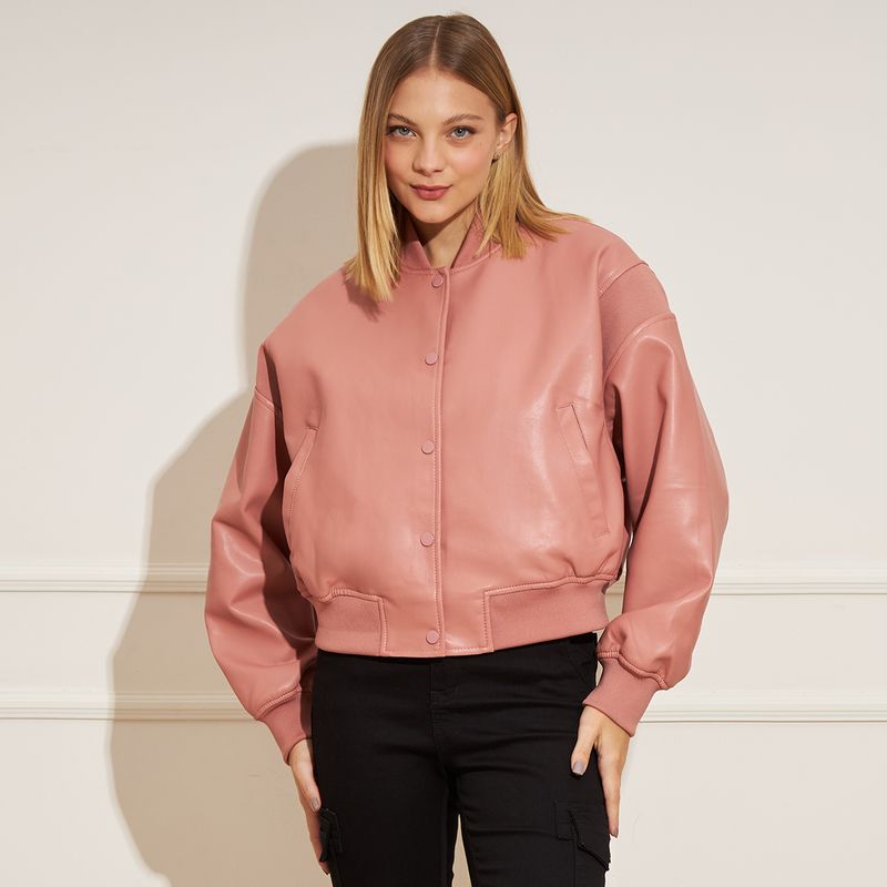 Jaqueta-Feminina-Bomber-College-Poliuretano-Rosa
