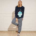 Pijama-Feminino-Plush-Estampa-Dinossauro