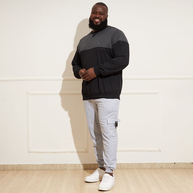 Calca-Masculina-Plus-Size-Moletom-Cargo-Cinza
