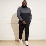 Polo-Masculina-Plus-Size-Manga-Longa-Preta