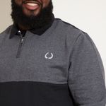 Polo-Masculina-Plus-Size-Manga-Longa-Preta