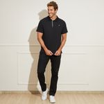 Polo-Masculina-Texturizada-Colmeia-Preta