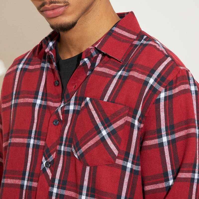 Camisa-Masculina-Padronagem-Xadrez-Vermelha