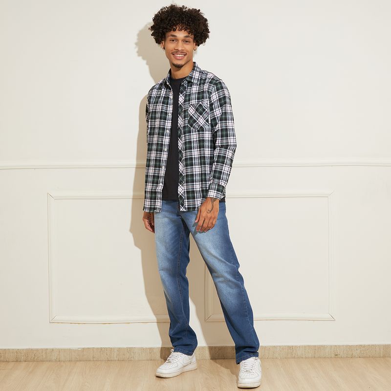 Camisa-Masculina-Padronagem-Xadrez-Verde