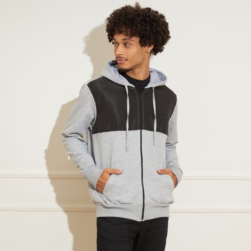 Jaqueta Masculina Moletom Recorte Tactel