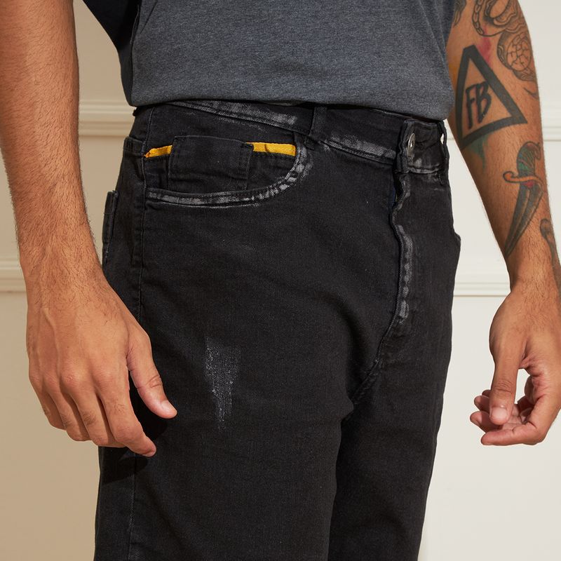 Bermuda-Masculina-Jeans-Estonada-Preta