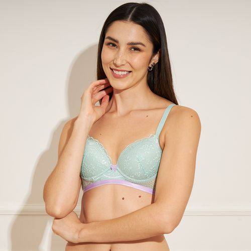 Sutiã Feminino Renda Elástico Contraste