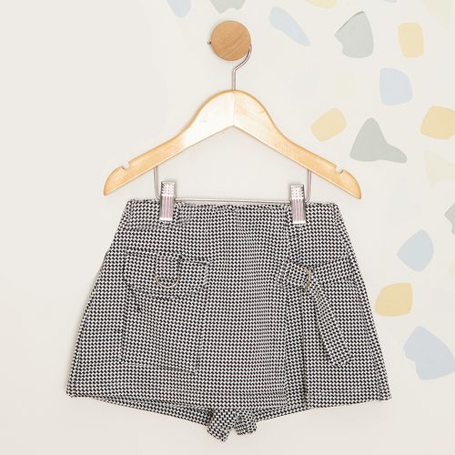 Shorts-Saia Infantil Jacquard Estampa Pied Poule