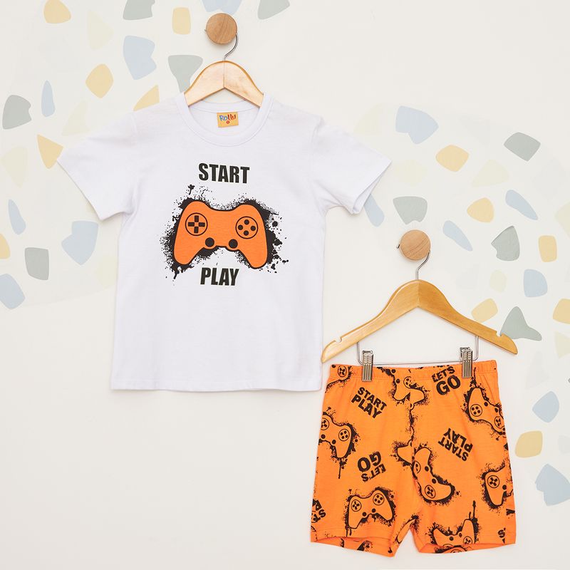 Pijama-Infantil-Video-Game-Start-Play-Laranja