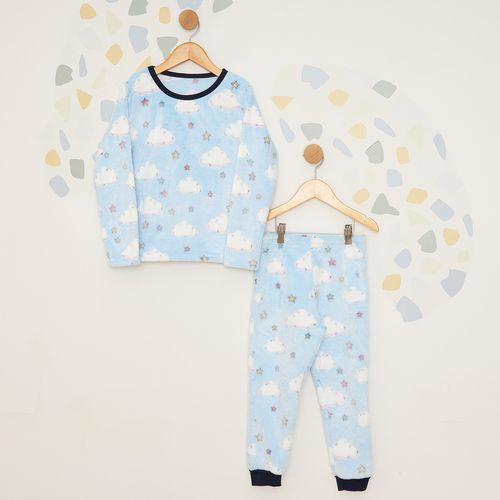 Pijama Infantil Fleece Estampa Nuvem