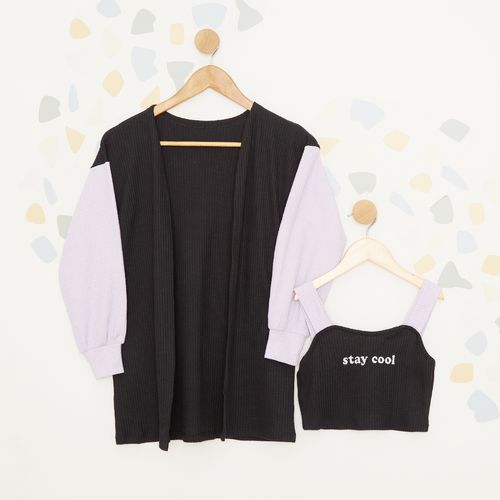 Kimono Com Top Juvenil Tricot  Stay Cool