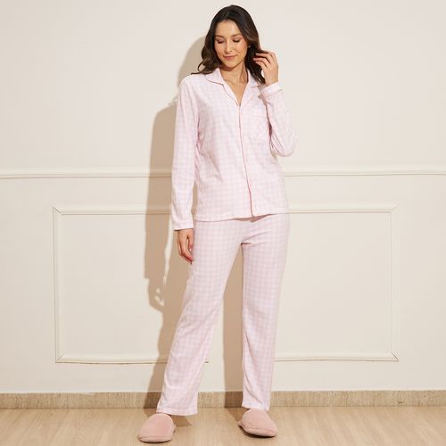 Pijama Feminino Fleece Pied Poule