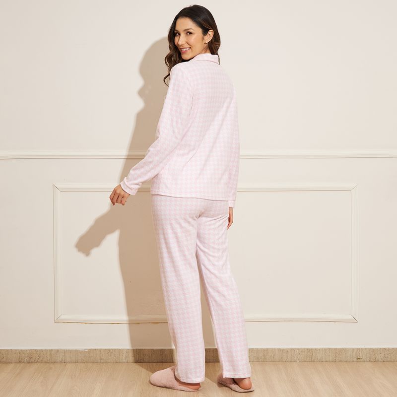Pijama-Feminino-Fleece-Pied-Poule