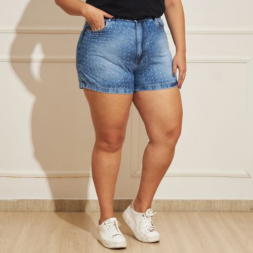 Shorts Feminino Plus Size Vizzy Jeans Brilho