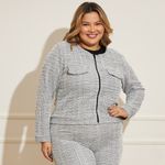 Jaqueta-Feminina-Plus-Size-Tweed-Ziper