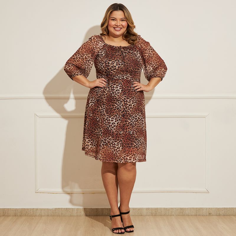 Vestido-Feminino-Plus-Size-Midi-Animal-Print