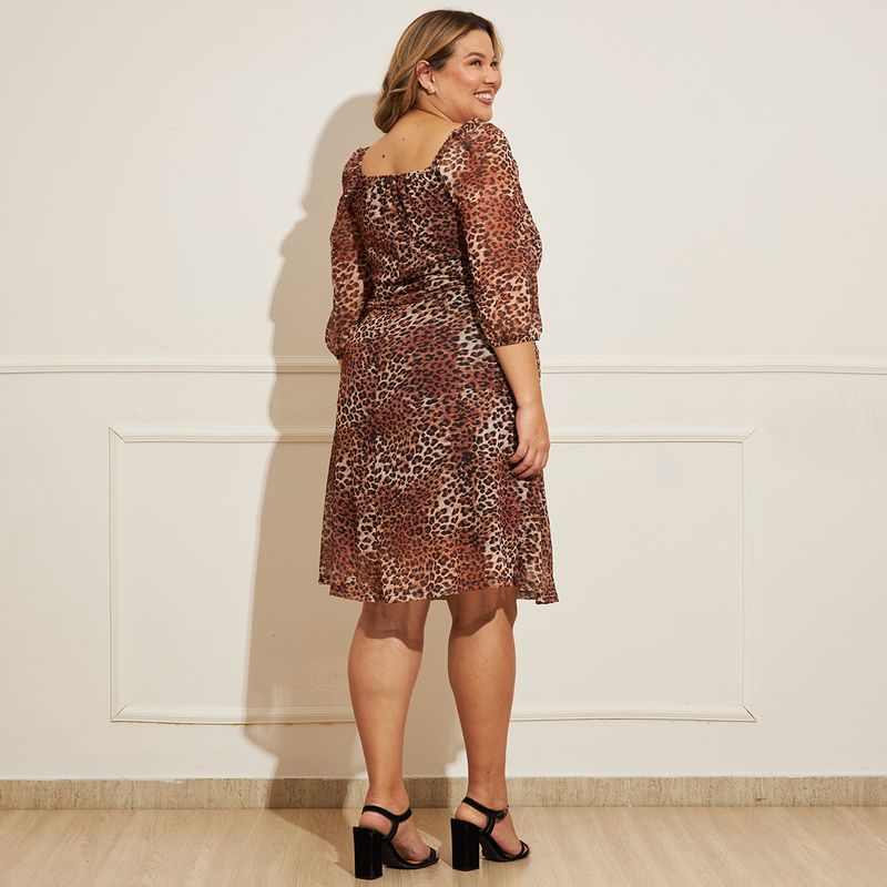 Vestido-Feminino-Plus-Size-Midi-Animal-Print