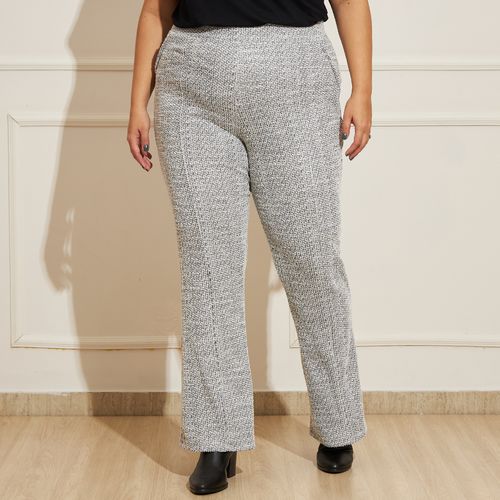 Calça Feminina Plus Size Reta Tweed