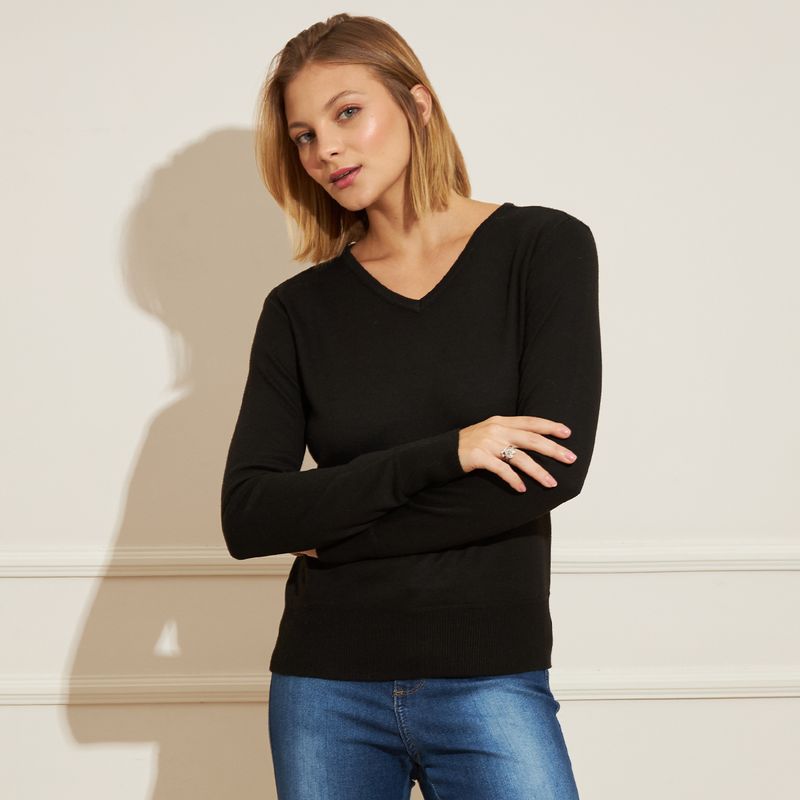 Sueter-Feminino-Basic-Sou-Gola-V-Liso---Preto
