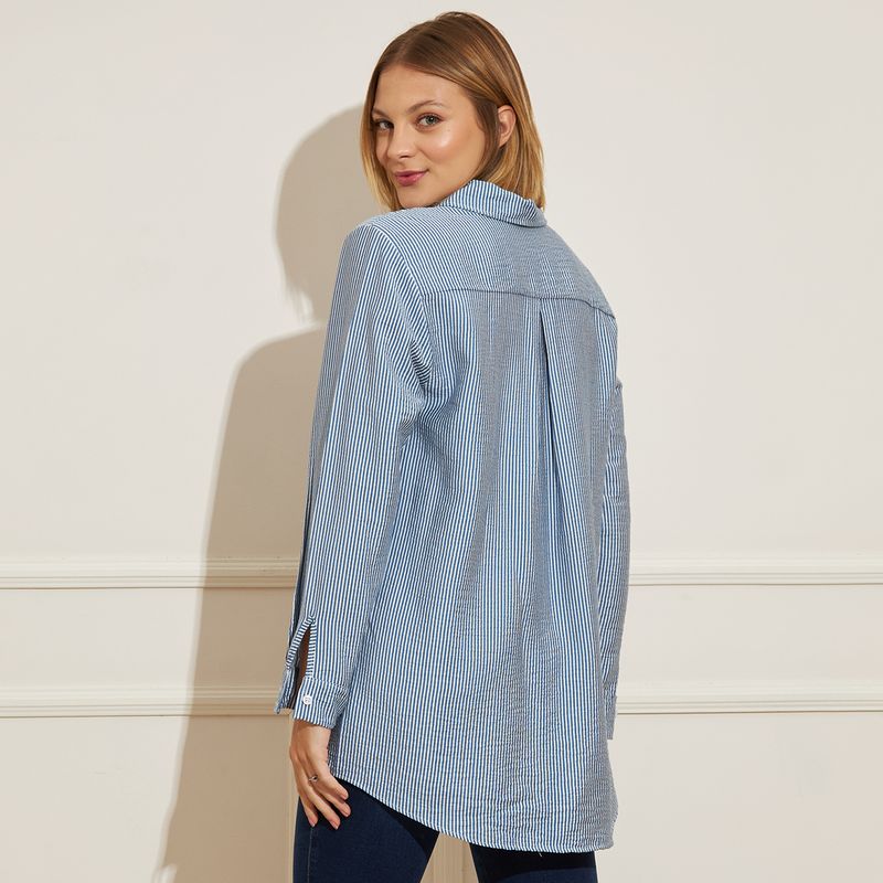 Camisa-Feminina-Alongada-My-Look-Listrada-Azul