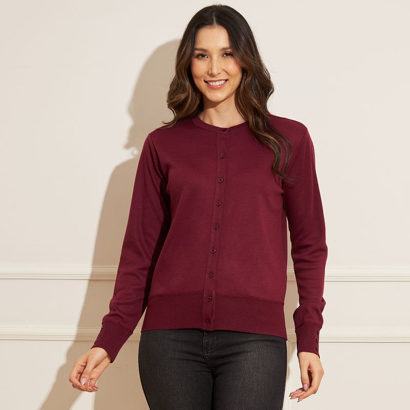 Cardigan-Feminino-Basic-Sou-Gola-Careca---Vinho