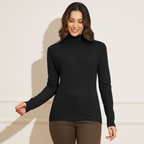 Blusa Feminina Tricot Gola Alta Trançada