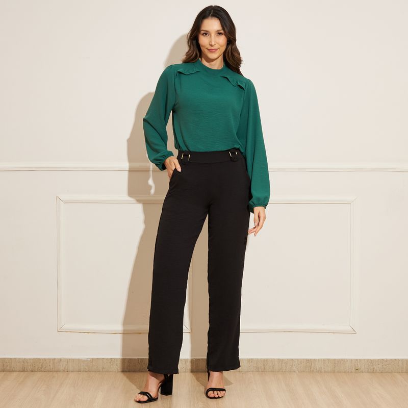 Blusa-Feminina-Manga-Bufante-Verde
