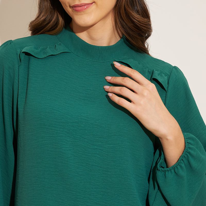 Blusa-Feminina-Manga-Bufante-Verde