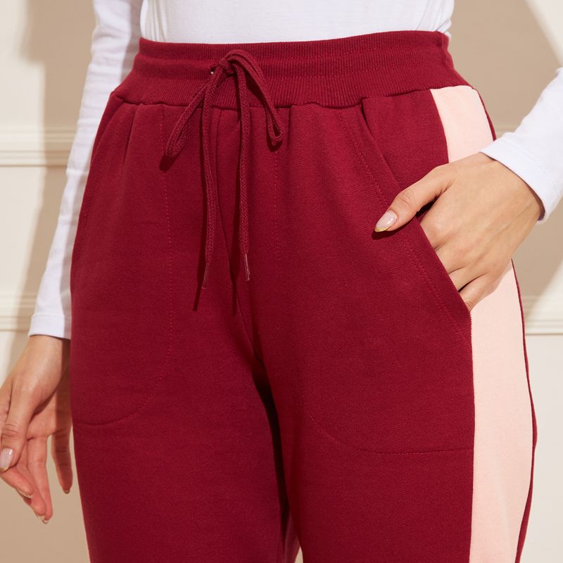 Calca-de-Moletom-Feminina-Basic-Sou-Jogger-Com-Elastico---Vinho