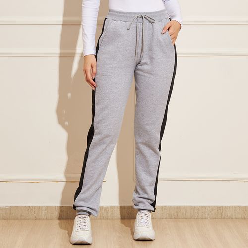 Calça de Moletom Feminina Basic Sou Jogger Com Elástico - Cinza