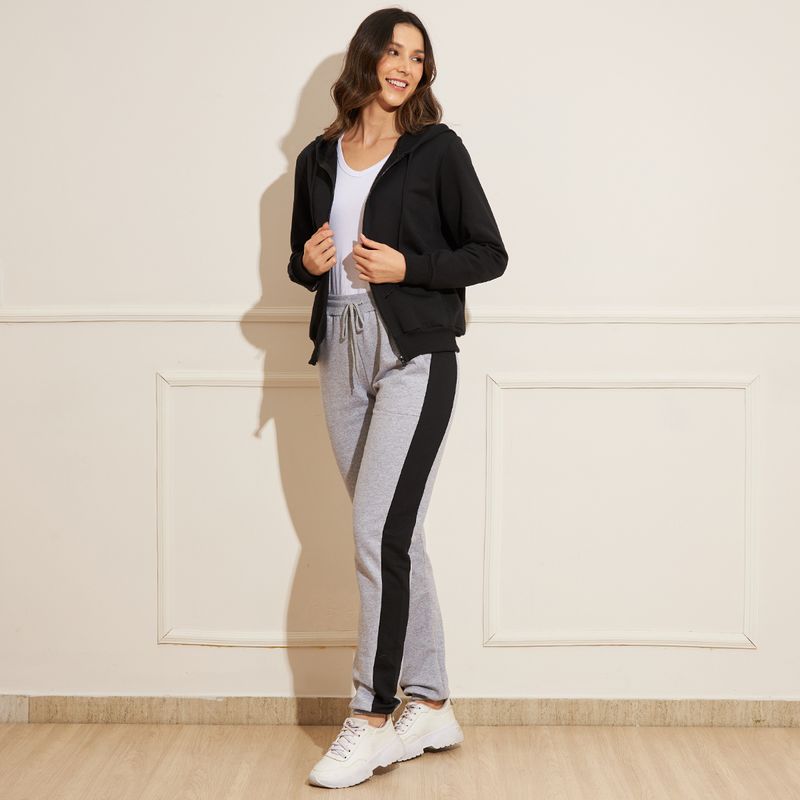 Calca-de-Moletom-Feminina-Basic-Sou-Jogger-Com-Elastico---Cinza