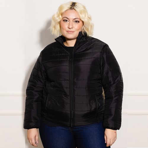 Jaqueta Puffer Feminina Plus Size - Preto