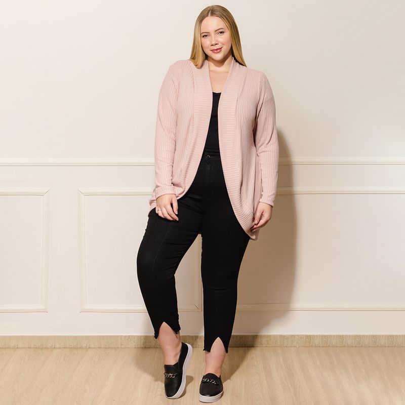 Cardigan-Feminino-Plus-Size-Rovitex-Alongado-Rosa