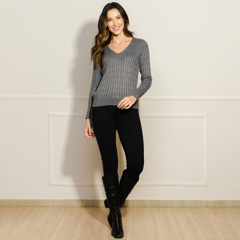 Sueter-Feminino-Tricot-Trancinhas---Cinza