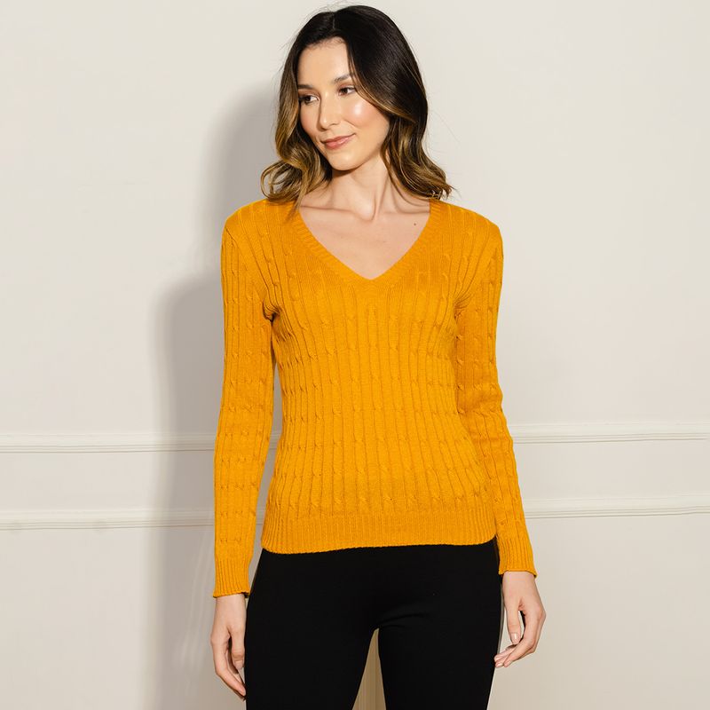 Sueter-Feminino-Tricot-Trancinhas---Amarelo