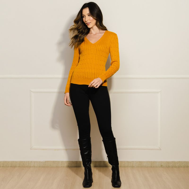 Sueter-Feminino-Tricot-Trancinhas---Amarelo