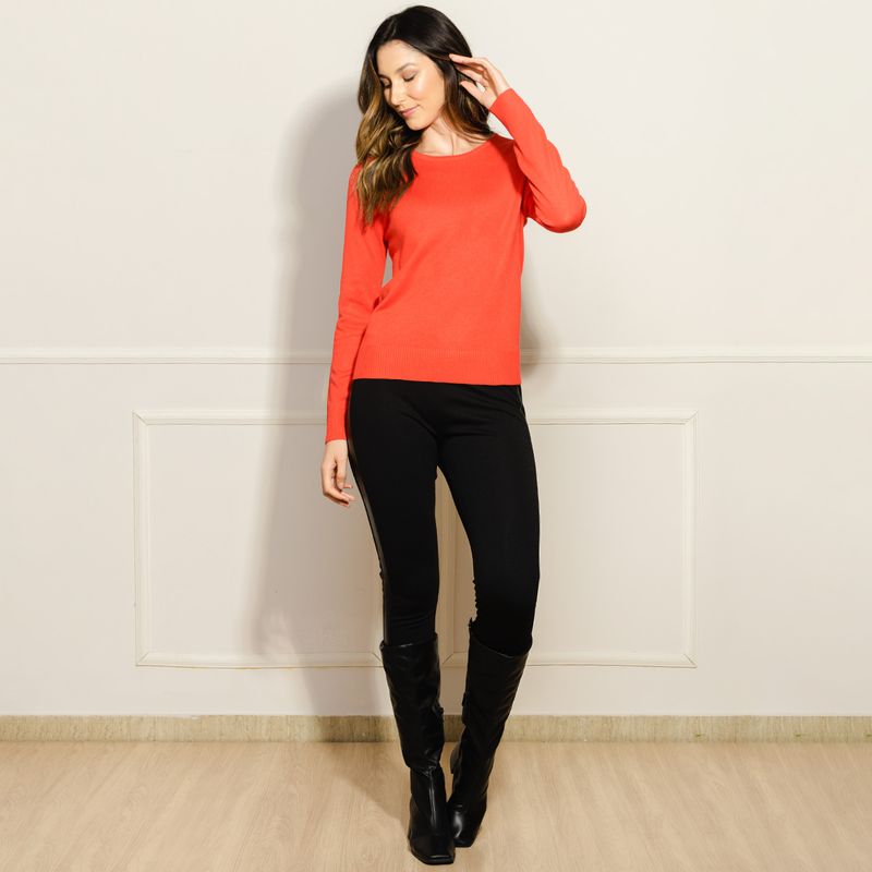 Sueter-Feminino-Tricot-Gola-Canoa---Laranja