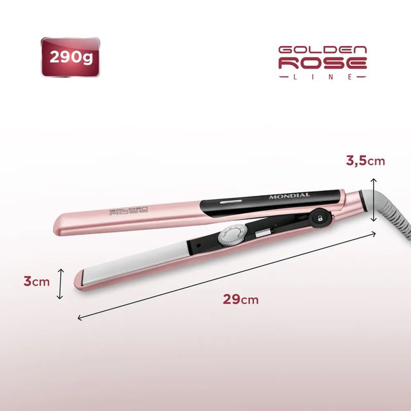 Prancha-Alisadora-Mondial-Golden-Rose-P-20-Bivolt