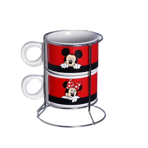 Kit 2 Xícaras Mickey e Minnie - Vermelho