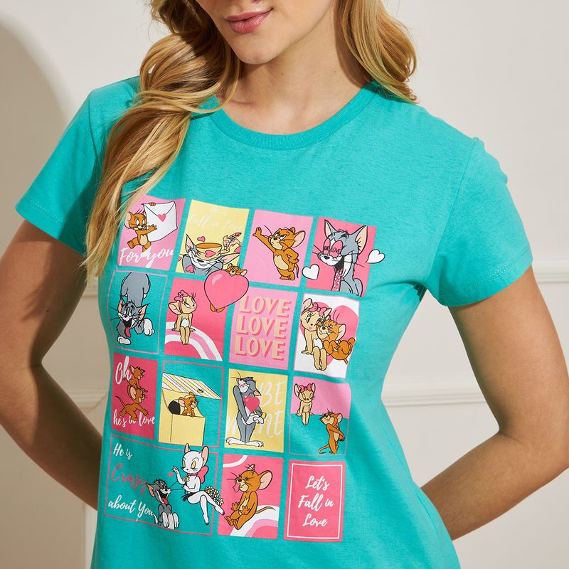 Camiseta-Feminina-Tom-Jerry---Verde