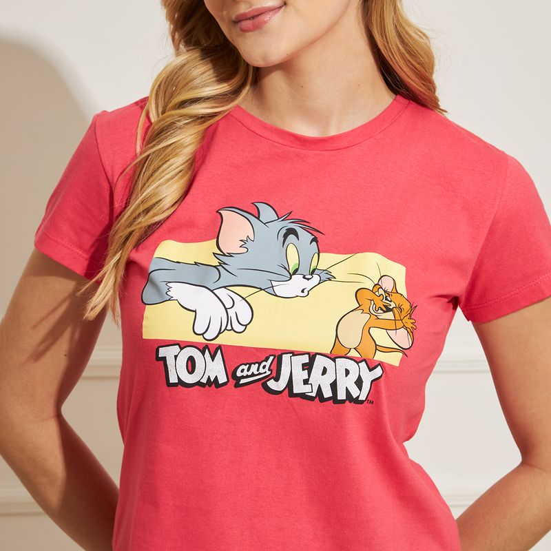 Camiseta-Feminina-Tom-Jerry---Rosa