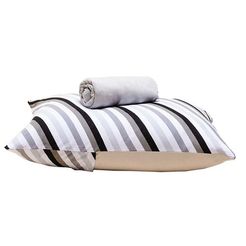 Jogo de Cama Casal Listras Diagonal - Bege