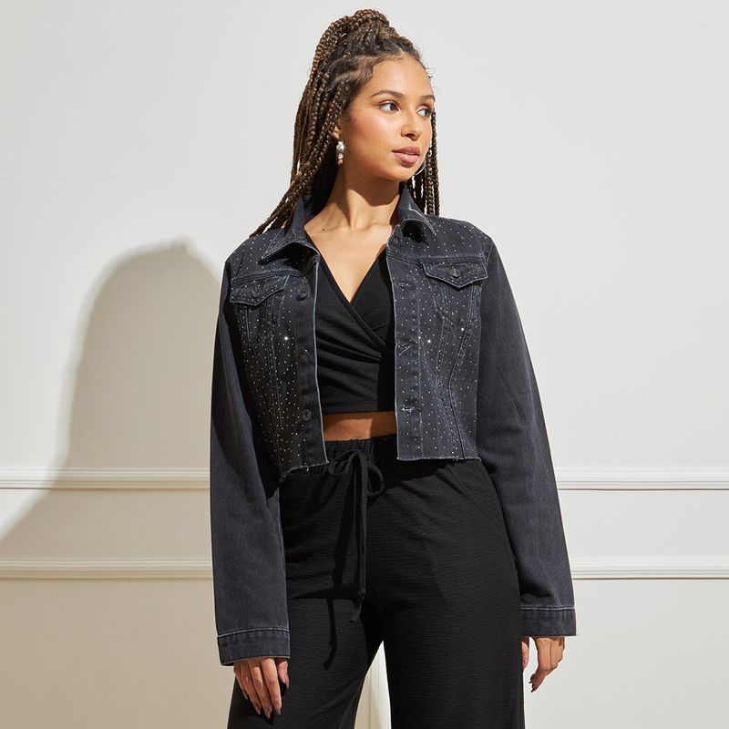 Jaqueta-Jeans-Feminina-Estonada-Brilhos---Preto