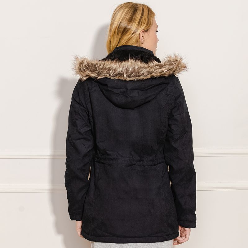 Parka-Feminina-de-Sarja-com-Capuz-Removivel---Preto