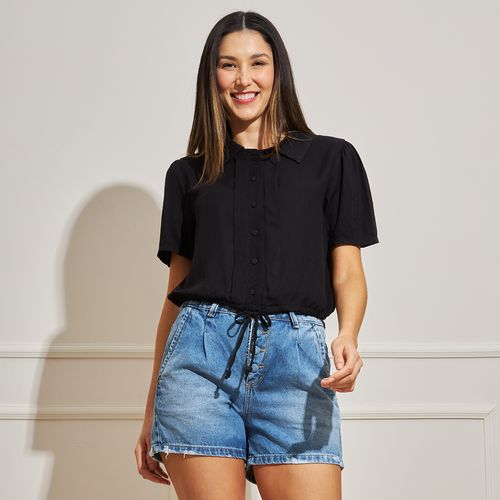Camisa Feminina Cropped Twill