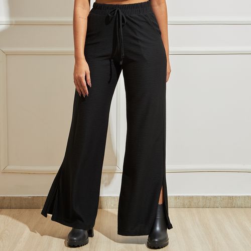 Calça Feminina Pantalona Com Fenda
